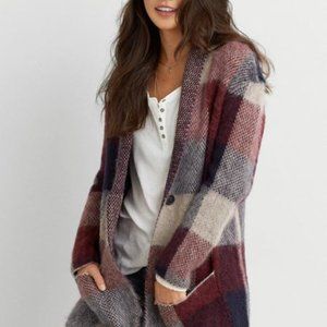 American Eagle Plaid Sweater Coat